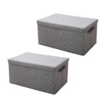 1-SOGA 2X Small Grey Non-Woven Diamond Quilt Grid Fabric Storage/Organizer Box