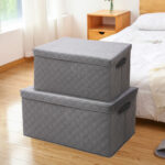 4-SOGA 2X Small Grey Non-Woven Diamond Quilt Grid Fabric Storage/Organizer Box