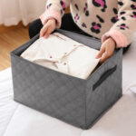 7-SOGA 2X Small Grey Non-Woven Diamond Quilt Grid Fabric Storage/Organizer Box
