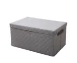 1-SOGA Large Grey Non-Woven Diamond Quilt Grid Fabric Storage / Organizer Box