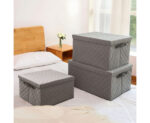 3-SOGA 2X Extra Large Grey Non-Woven Diamond Quilt Grid Fabric Storage/Organizer Box