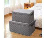 4-SOGA 2X Extra Large Grey Non-Woven Diamond Quilt Grid Fabric Storage/Organizer Box