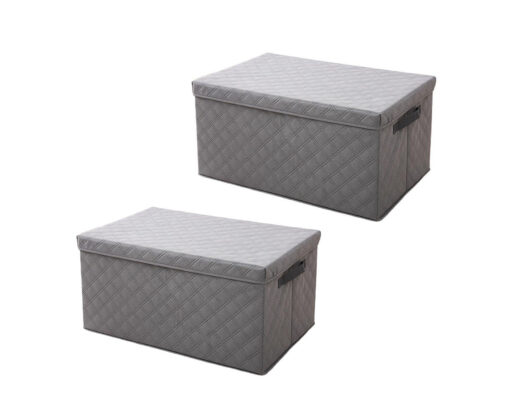 1-SOGA 2X Extra Large Grey Non-Woven Diamond Quilt Grid Fabric Storage/Organizer Box