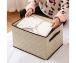 8-SOGA 2X Small Beige Non-Woven Diamond Quilt Grid Fabric Storage/ Organizer Box