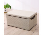 2-SOGA Large Beige Non-Woven Diamond Quilt Grid Fabric Storage/Organizer Box