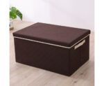 2-SOGA Small Coffee Non-Woven Diamond Quilt Grid Fabric Storage/ Organizer Box