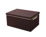 1-SOGA Large Coffee Non-Woven Diamond Quilt Grid Fabric Storage/Organizer Box