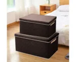3-SOGA Large Coffee Non-Woven Diamond Quilt Grid Fabric Storage/Organizer Box