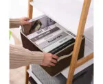 5-SOGA Large Coffee Non-Woven Diamond Quilt Grid Fabric Storage/Organizer Box