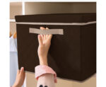 8-SOGA Large Coffee Non-Woven Diamond Quilt Grid Fabric Storage/Organizer Box