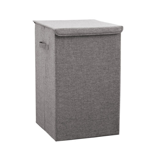 1-SOGA Grey Medium Collapsible Laundry Hamper Storage Box Foldable Canvas Basket Home Organiser Decor