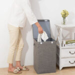 7-SOGA Grey Large Collapsible Laundry Hamper Storage Box Foldable Canvas Basket Home Organiser Decor