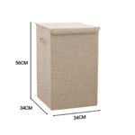6-SOGA 2X Beige Medium Collapsible Laundry Hamper Storage Box Foldable Canvas Basket Home Organiser Decor