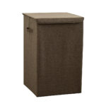1-SOGA Coffee Medium Collapsible Laundry Hamper Storage Box Foldable Canvas Basket Home Organiser Decor