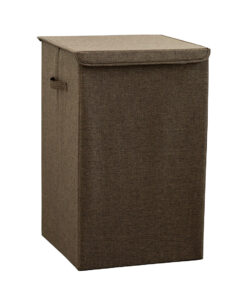 1-SOGA Coffee Medium Collapsible Laundry Hamper Storage Box Foldable Canvas Basket Home Organiser Decor