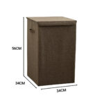 6-SOGA Coffee Medium Collapsible Laundry Hamper Storage Box Foldable Canvas Basket Home Organiser Decor