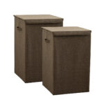 1-SOGA 2X Coffee Medium Collapsible Laundry Hamper Storage Box Foldable Canvas Basket Home Organiser Decor