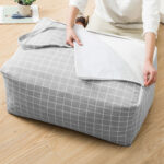2-SOGA Grey Plaid Medium Storage Luggage Bag Double Zipper Foldable Travel Organiser Essentials