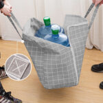 3-SOGA Grey Plaid Medium Storage Luggage Bag Double Zipper Foldable Travel Organiser Essentials