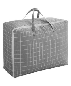 1-SOGA Grey Plaid Medium Storage Luggage Bag Double Zipper Foldable Travel Organiser Essentials