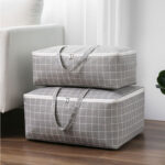 4-SOGA Grey Plaid Medium Storage Luggage Bag Double Zipper Foldable Travel Organiser Essentials