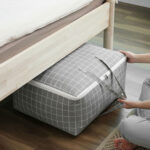 5-SOGA Grey Plaid Medium Storage Luggage Bag Double Zipper Foldable Travel Organiser Essentials