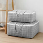 7-SOGA Grey Plaid Medium Storage Luggage Bag Double Zipper Foldable Travel Organiser Essentials