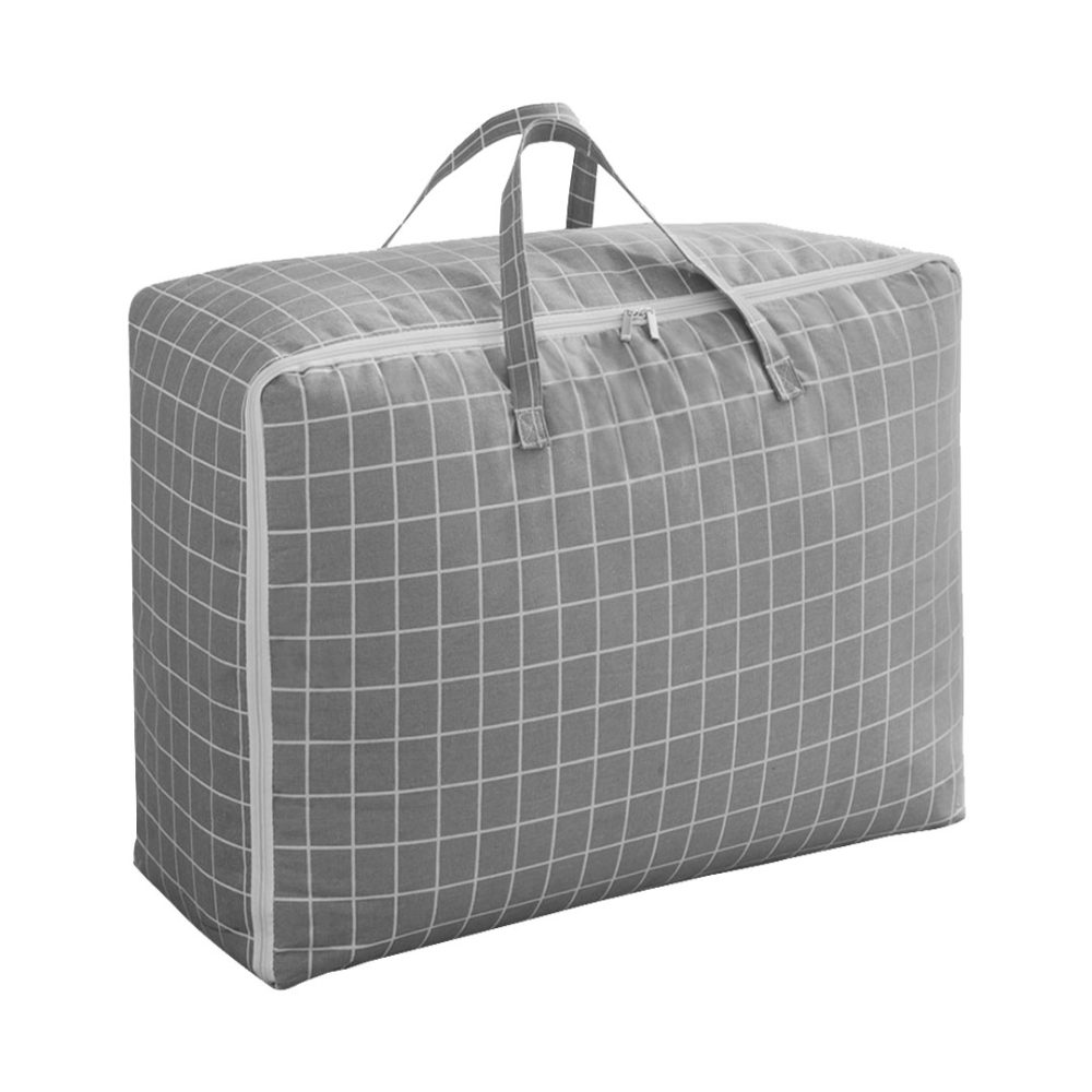 1-SOGA Grey Plaid  Super Large Storage Luggage Bag Double Zipper Foldable Travel Organiser Essentials