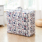 2-SOGA Nautical Icons Large Storage Luggage Bag Double Zipper Foldable Travel Organiser Essentials