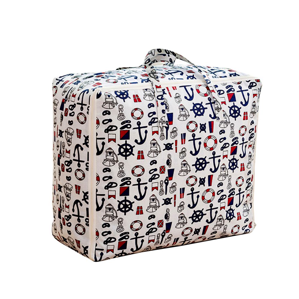1-SOGA Nautical Icons Large Storage Luggage Bag Double Zipper Foldable Travel Organiser Essentials