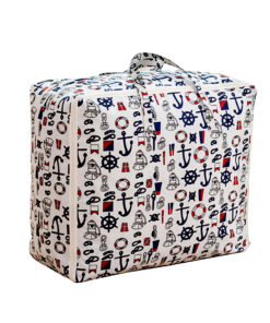 1-SOGA Nautical Icons Large Storage Luggage Bag Double Zipper Foldable Travel Organiser Essentials