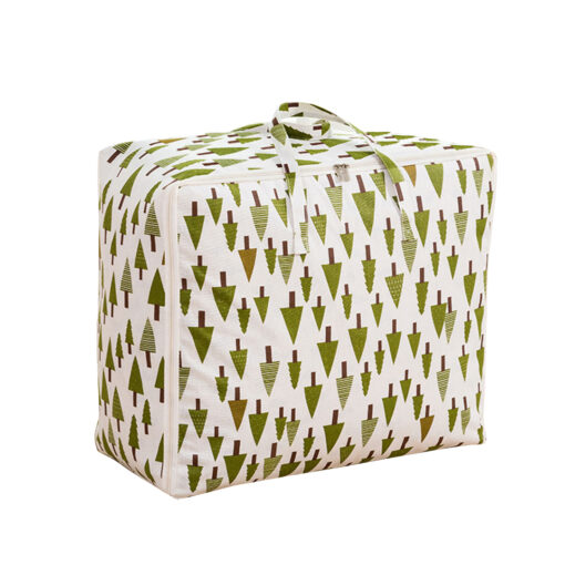 1-SOGA Green Pine Tree Medium Storage Luggage Bag Double Zipper Foldable Travel Organiser Essentials