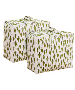 1-SOGA 2X Green Pine Tree  Medium Storage Luggage Bag Double Zipper Foldable Travel Organiser Essentials