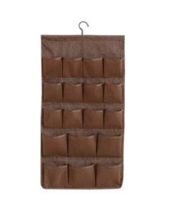 1-SOGA Coffee Double Sided Hanging Storage Bag Underwear Bra Socks Mesh Pocket Hanger Home Organiser