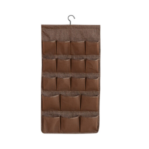 1-SOGA Coffee Double Sided Hanging Storage Bag Underwear Bra Socks Mesh Pocket Hanger Home Organiser