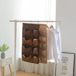 7-SOGA Coffee Double Sided Hanging Storage Bag Underwear Bra Socks Mesh Pocket Hanger Home Organiser