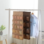 8-SOGA 2X Coffee Double Sided Hanging Storage Bag Underwear Bra Socks Mesh Pocket Hanger Home Organiser