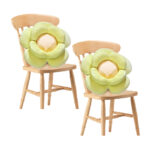 1-SOGA 2X Green Double Flower Shape Cushion Soft Bedside Floor Plush Pillow Home Decor