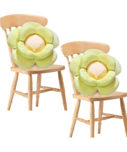 1-SOGA 2X Green Double Flower Shape Cushion Soft Bedside Floor Plush Pillow Home Decor