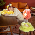 5-SOGA 2X Green Double Flower Shape Cushion Soft Bedside Floor Plush Pillow Home Decor