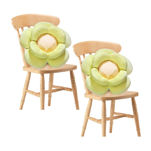1-SOGA 2X Green Double Flower Shape Cushion Soft Bedside Floor Plush Pillow Home Decor