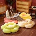 7-SOGA 2X Green Double Flower Shape Cushion Soft Bedside Floor Plush Pillow Home Decor