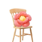 1-SOGA Red Double Flower Shape Cushion Soft Bedside Floor Plush Pillow Home Decor