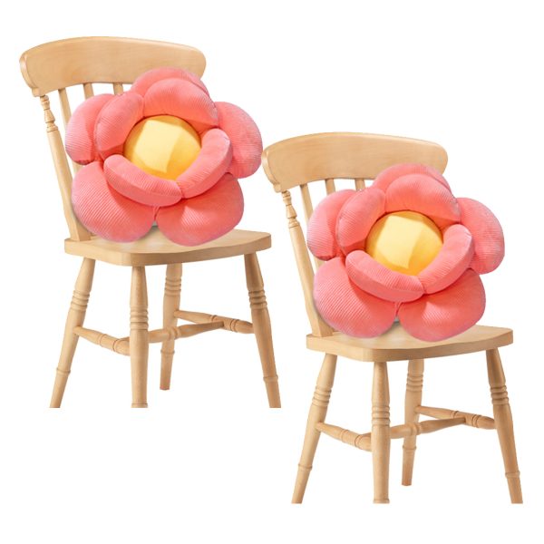 1-SOGA 2X Red Double Flower Shape Cushion Soft Bedside Floor Plush Pillow Home Decor