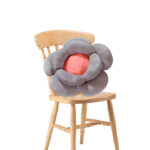 1-SOGA Grey Double Flower Shape Cushion Soft Bedside Floor Plush Pillow Home Decor