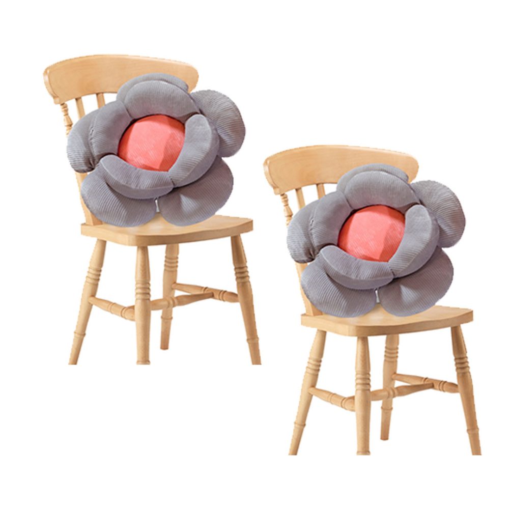 1-SOGA 2X Grey Double Flower Shape Cushion Soft Bedside Floor Plush Pillow Home Decor
