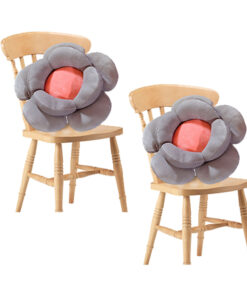 1-SOGA 2X Grey Double Flower Shape Cushion Soft Bedside Floor Plush Pillow Home Decor