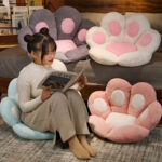3-SOGA 2X 70cm Mint Blue Paw Shape Cushion Warm Lazy Sofa Decorative Pillow Backseat Plush Mat Home Decor