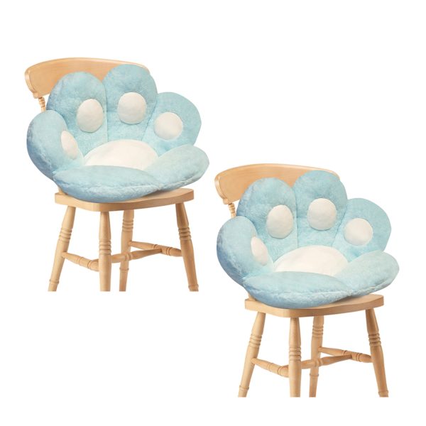 1-SOGA 2X 70cm Mint Blue Paw Shape Cushion Warm Lazy Sofa Decorative Pillow Backseat Plush Mat Home Decor