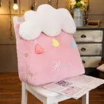 2-SOGA 2X Pink Cute Cloud Cushion Soft Leaning Lumbar Wedge Pillow Bedside Plush Home Decor